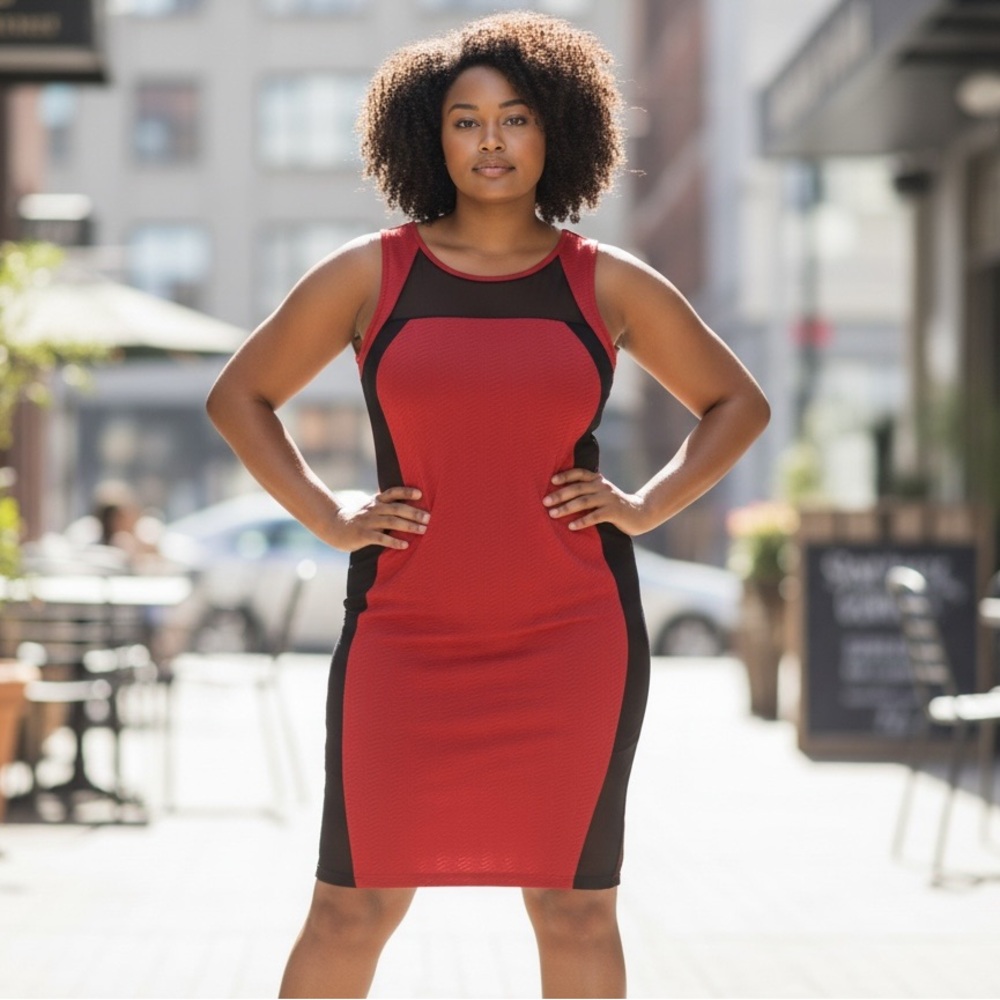 Rouge Collection Red and Black Sleeveless Dress